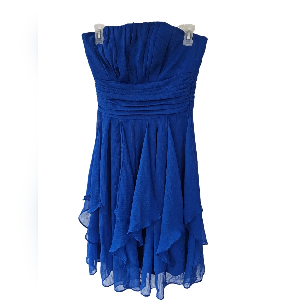 David's Bridal Blue Strapless Dress